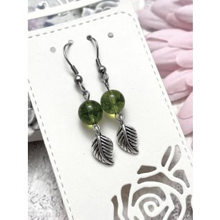 PERIDOT fülbevaló levél függővel