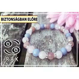   BIZTONSÁGBAN ELŐRE holdkő, rózsakvarc és angelit ásvány karkötő Rákoknak