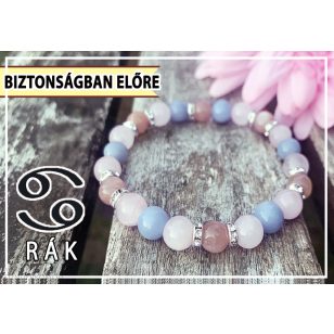   BIZTONSÁGBAN ELŐRE holdkő, rózsakvarc és angelit karkötő Rákoknak