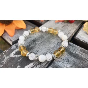   Vitalizáló, egészségmegőrző citrin, hegyikristály, howlit karkötő SKORPIÓKnak