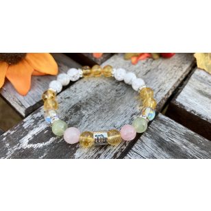   SKORPIÓ horoszkópos karkötő citrin, hegyikristály, rózsakvarc, angyal aura ásványokkal