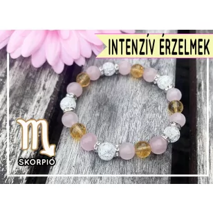   INTENZÍV ÉRZELMEK citrin, hegyikristály, rózsakvarc karkötő Skorpióknak