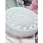 ZODIÁKUS szelenit korong - fehér, 8 cm