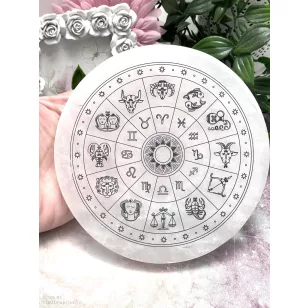ZODIÁKUS szelenit korong - fekete, 14 cm