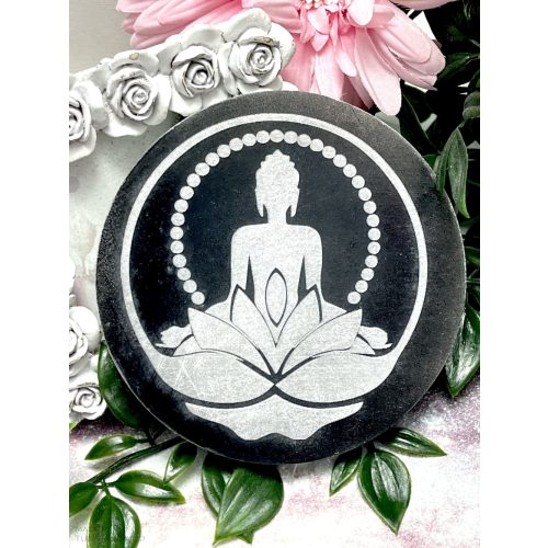 BUDDHA szelenit korong - fekete, 10 cm