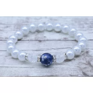   ️ NYILASoknak Egészségbevonzó szodalit / hegyikristály / teklagyöngy karkötő