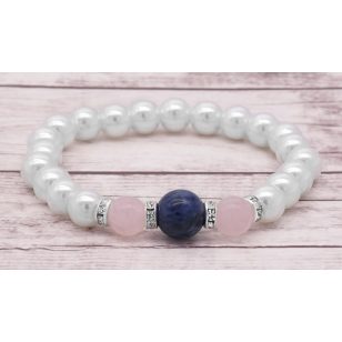   NYILASoknak Szerelembevonzó szodalit / rózsakvarc / teklagyöngy karkötő 