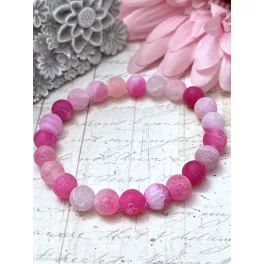 Matt pink achát ásvány karkötő (gyerekméretben is!)
