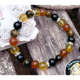  "VÉDELMEZŐ" karkötő (citrin, karneol, tigrisszem, ónix)