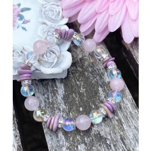   FŐNIX ásványkarkötő (foszfosziderit, rózsakvarc, angyal aura)