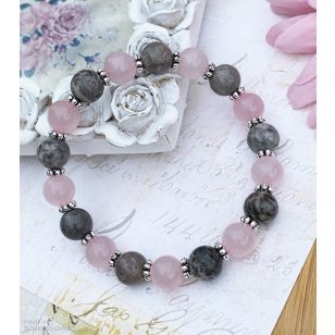 Rózsakvarc és zebrajáspis karkötő