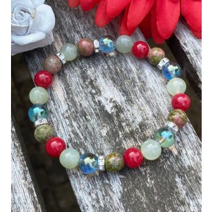 LENDÜLET ásványkarkötő (angyal aura, jáde és unakit)