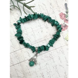 MALACHIT splitter karkötő malachit angyalkával